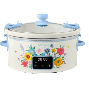 6-Quart Slow Cooker, Locking Lid, Digital, Brilliant Blooms ( NEW WITH BOX)